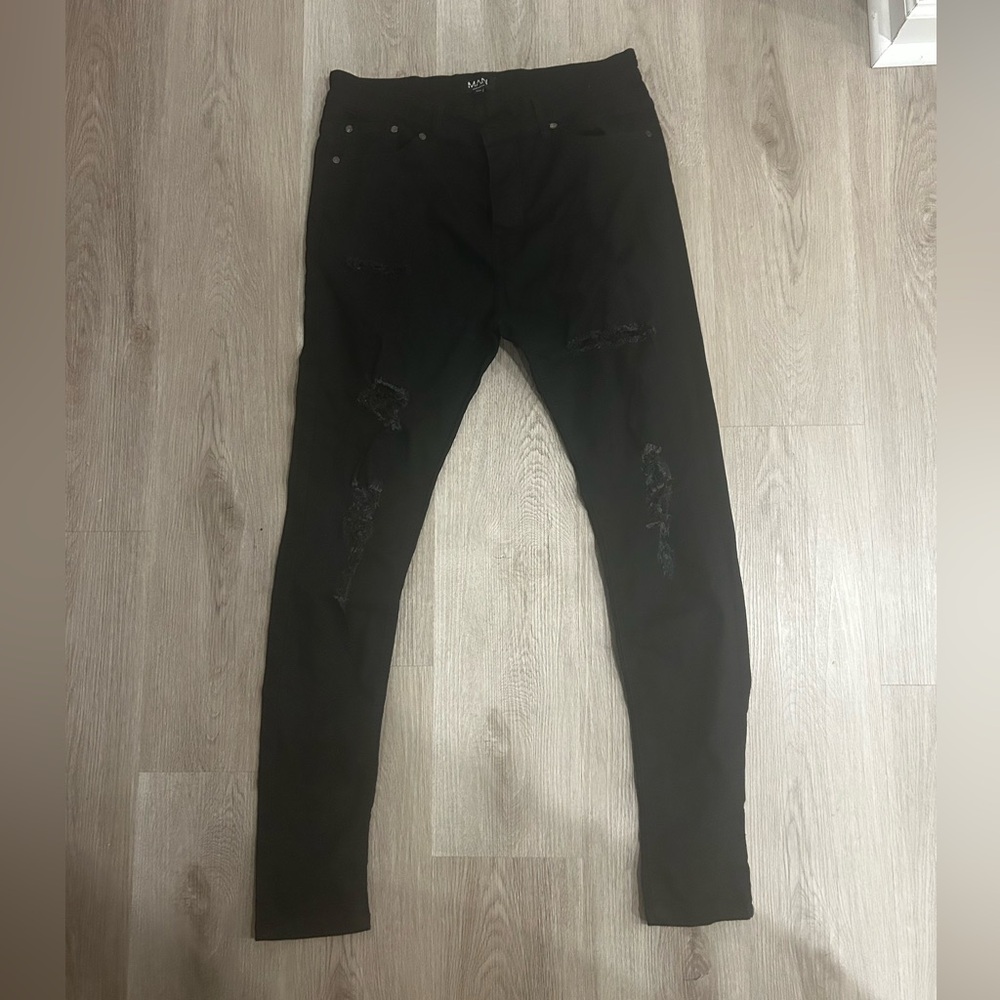 Men’s Black BoohooMAN Ripped Denim Jeans Skinny Jeans